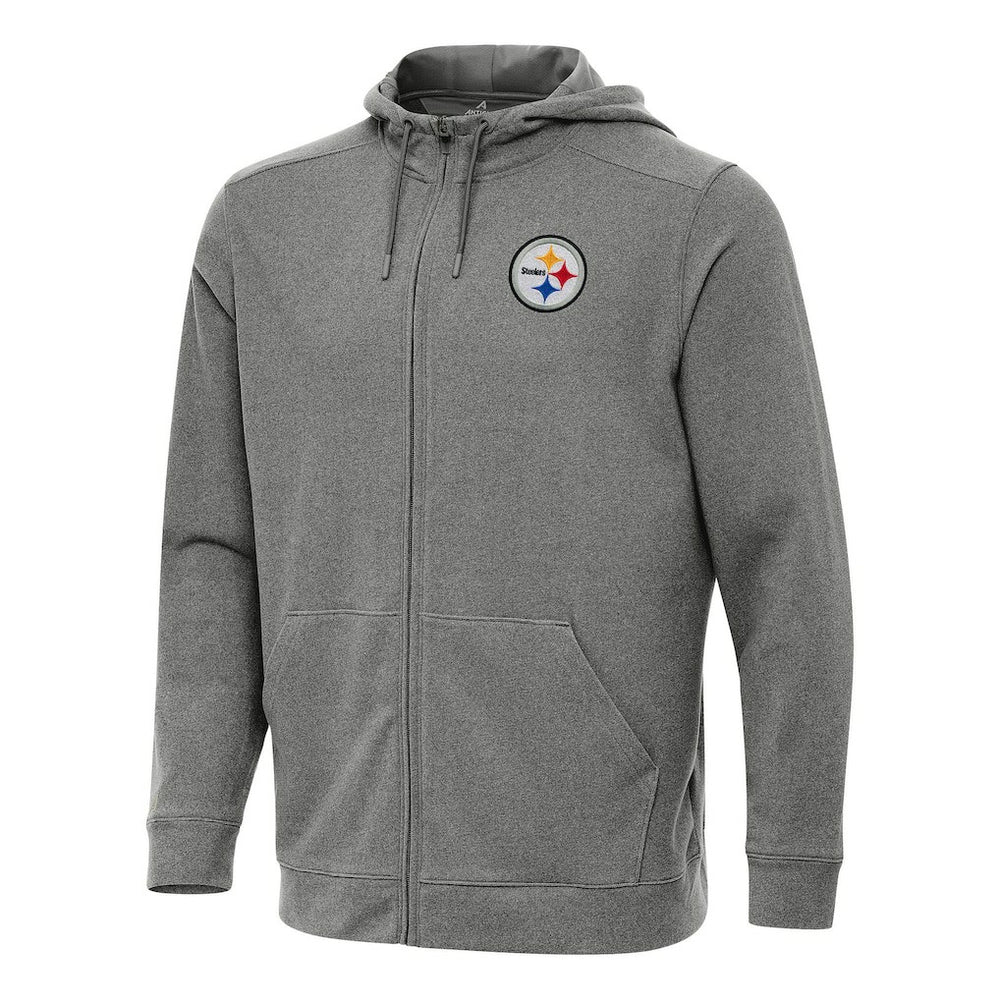 Pittsburgh Steelers Antigua Effortless Full-Zip Hoodie Heather Black | NFL