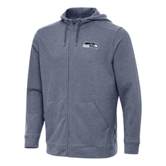 Seattle Seahawks Antigua Effortless Full-Zip Hoodie Heather College Navy | NFL