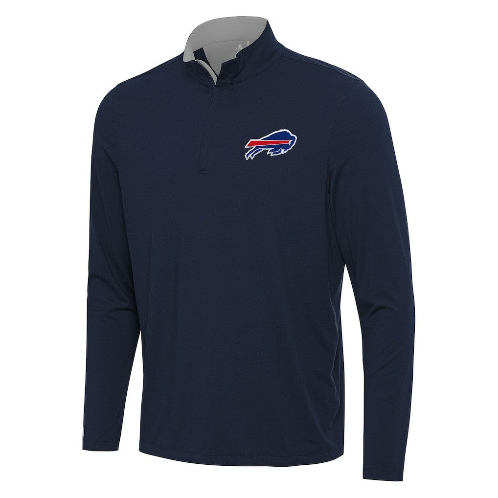 Buffalo Bills Antigua Content Quarter-Zip Pullover Top Navy/Gray | NFL