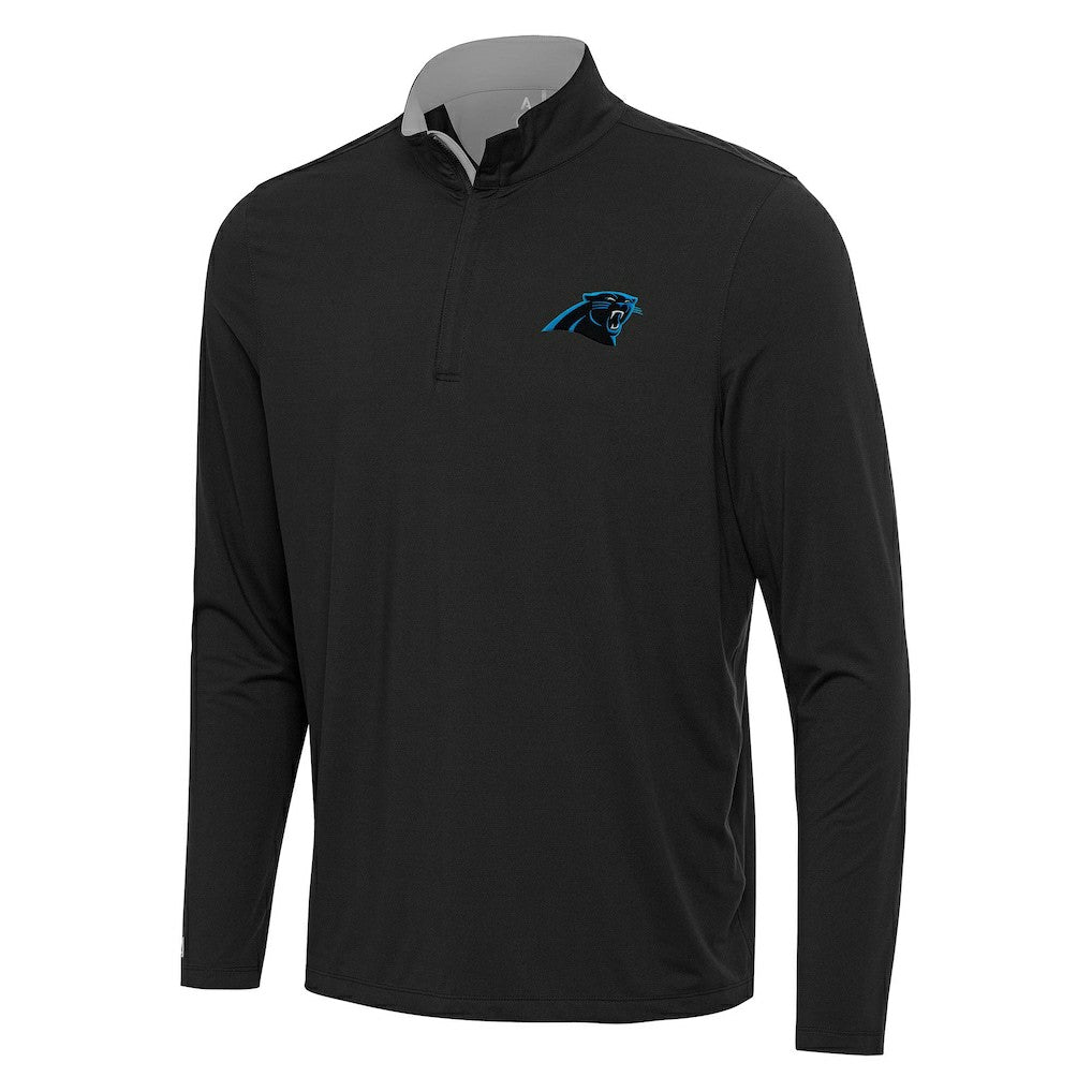 Carolina Panthers Antigua Content Quarter-Zip Pullover Top Black/Gray | NFL
