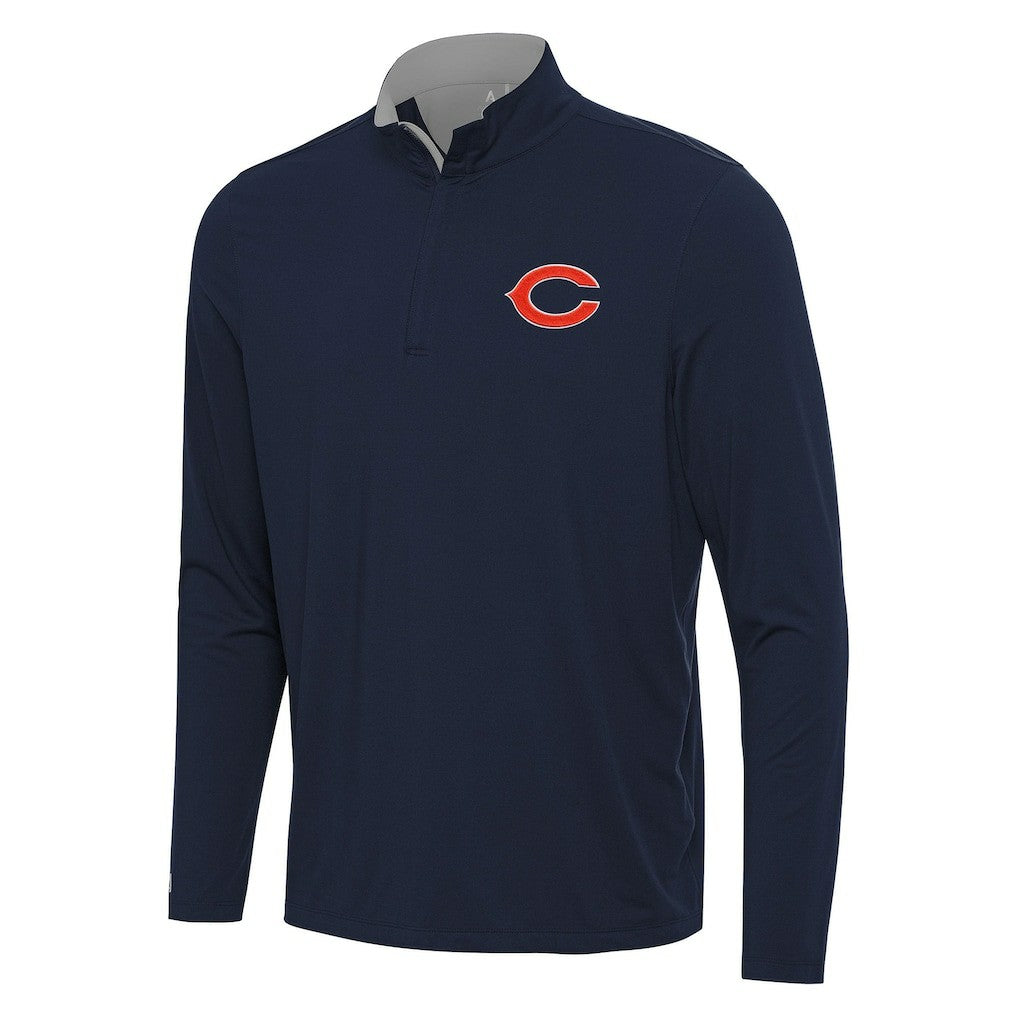 Chicago Bears Antigua Content Quarter-Zip Pullover Top Navy/Gray | NFL