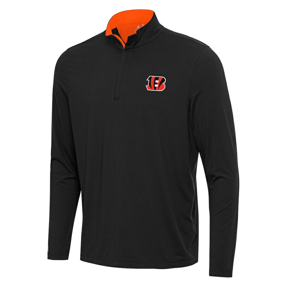 Cincinnati Bengals Antigua Content Quarter-Zip Pullover Top Black/Orange | NFL