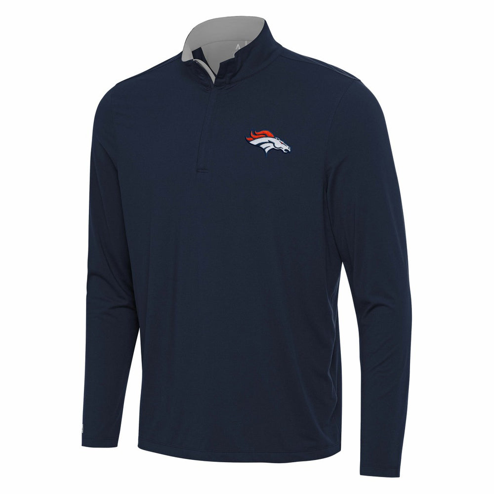 Denver Broncos Antigua Content Quarter-Zip Pullover Top Navy/Gray | NFL
