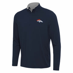 Denver Broncos Antigua Content Quarter-Zip Pullover Top Navy/Gray | NFL