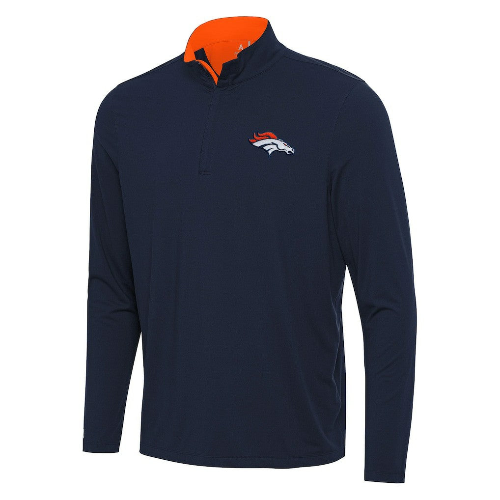 Denver Broncos Antigua Content Quarter-Zip Pullover Top Navy/Orange | NFL