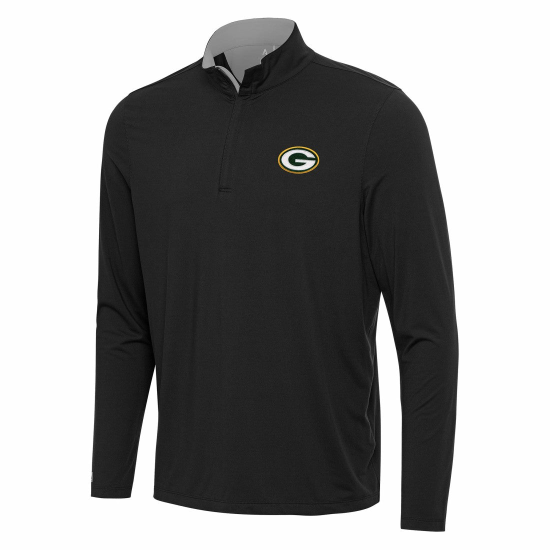 Green Bay Packers Antigua Content Quarter-Zip Pullover Top Black/Gray | NFL
