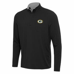 Green Bay Packers Antigua Content Quarter-Zip Pullover Top Black/Gray | NFL