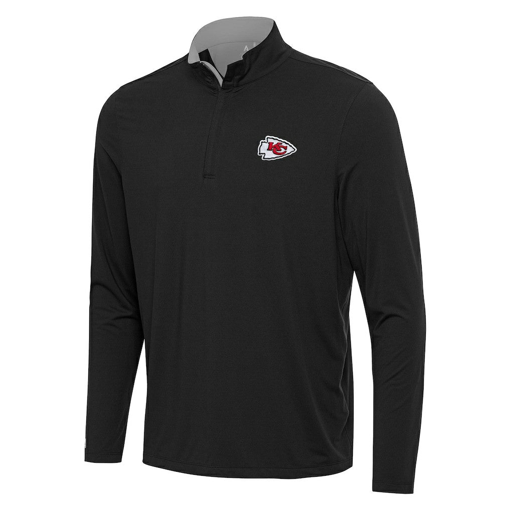 Kansas City Chiefs Antigua Content Quarter-Zip Pullover Top Black/Gray | NFL