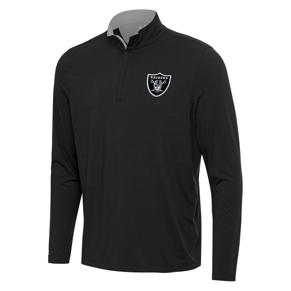 Las Vegas Raiders Antigua Content Quarter-Zip Pullover Top Black/Gray | NFL