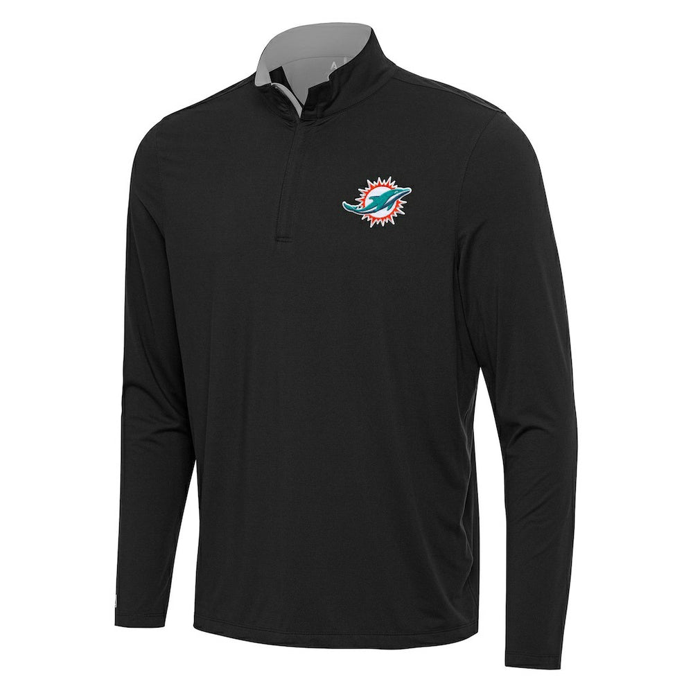 Miami Dolphins Antigua Content Quarter-Zip Pullover Top Black/Gray | NFL