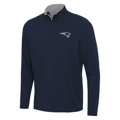 New England Patriots Antigua Content Quarter-Zip Pullover Top Navy/Gray | NFL