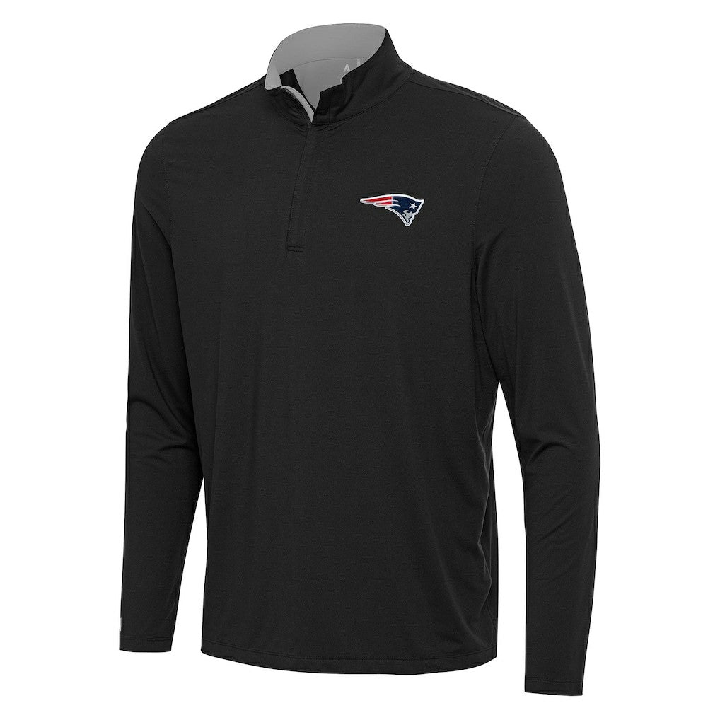 New England Patriots Antigua Content Quarter-Zip Pullover Top Black/Gray | NFL