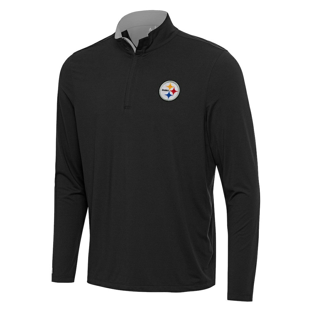 Pittsburgh Steelers Antigua Content Quarter-Zip Pullover Top Black/Gray | NFL