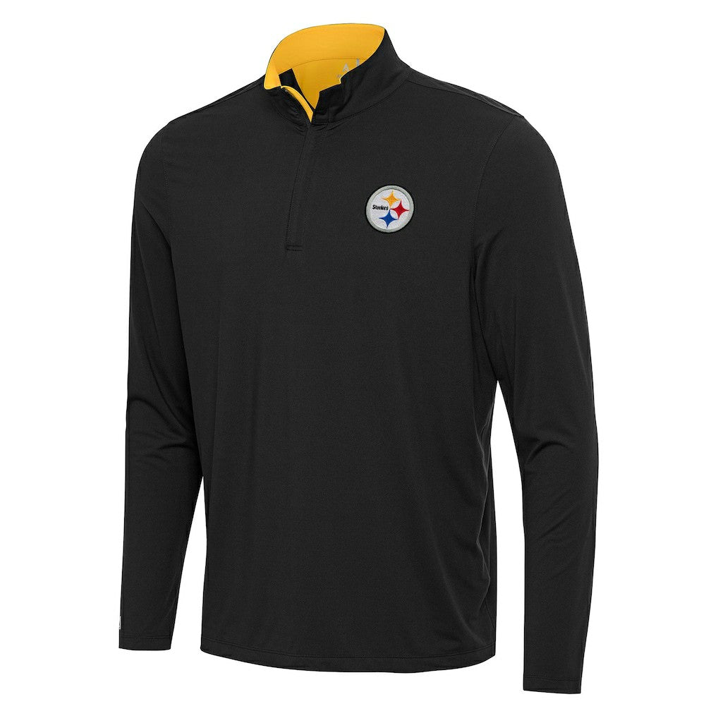 Pittsburgh Steelers Antigua Content Quarter-Zip Pullover Top Black/Gold | NFL