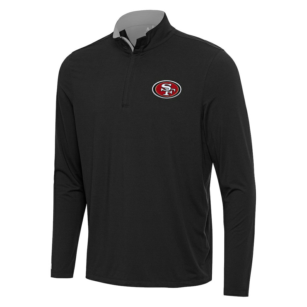 San Francisco 49ers Antigua Content Quarter-Zip Pullover Top Black/Gray | NFL