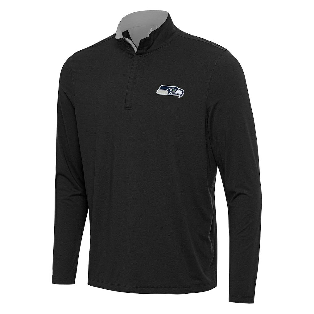 Seattle Seahawks Antigua Content Quarter-Zip Pullover Top Black/Gray | NFL