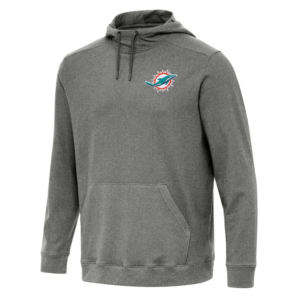 Miami Dolphins Antigua Cloud Pullover Hoodie Heather Black | NFL
