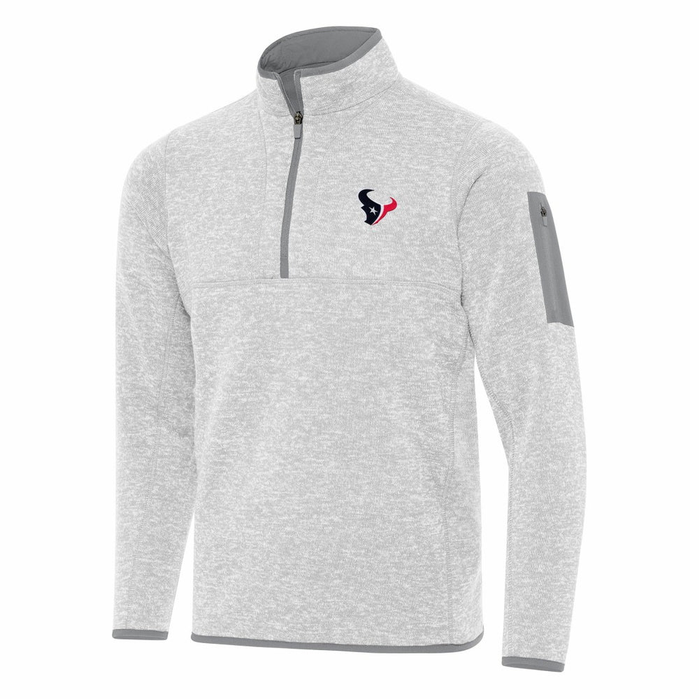 Houston Texans Antigua Fortune Quarter-Zip Pullover Jacket Heather Gray | NFL