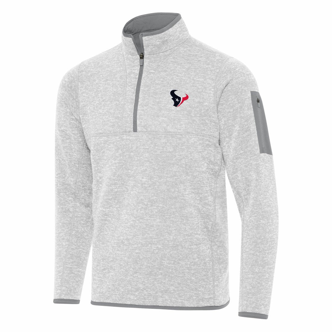 Houston Texans Antigua Fortune Quarter-Zip Pullover Jacket Heather Gray | NFL