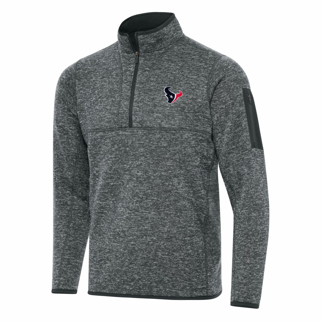 Houston Texans Antigua Fortune Quarter-Zip Pullover Jacket Heather Charcoal | NFL
