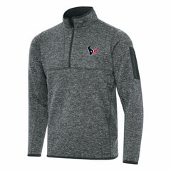 Houston Texans Antigua Fortune Quarter-Zip Pullover Jacket Heather Charcoal | NFL