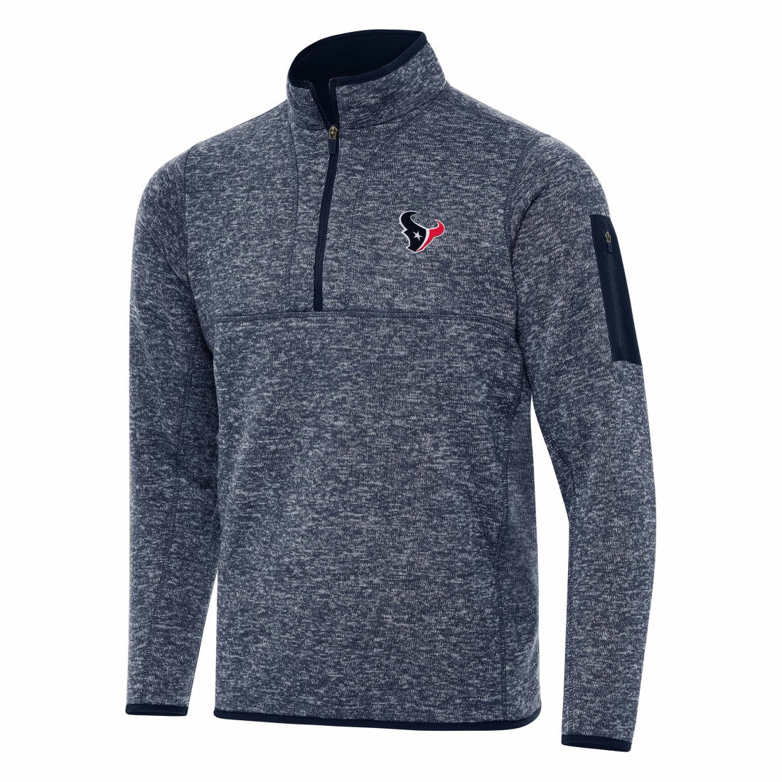 Houston Texans Antigua Fortune Quarter-Zip Pullover Jacket Heather Navy | NFL