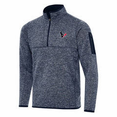 Houston Texans Antigua Fortune Quarter-Zip Pullover Jacket Heather Navy | NFL
