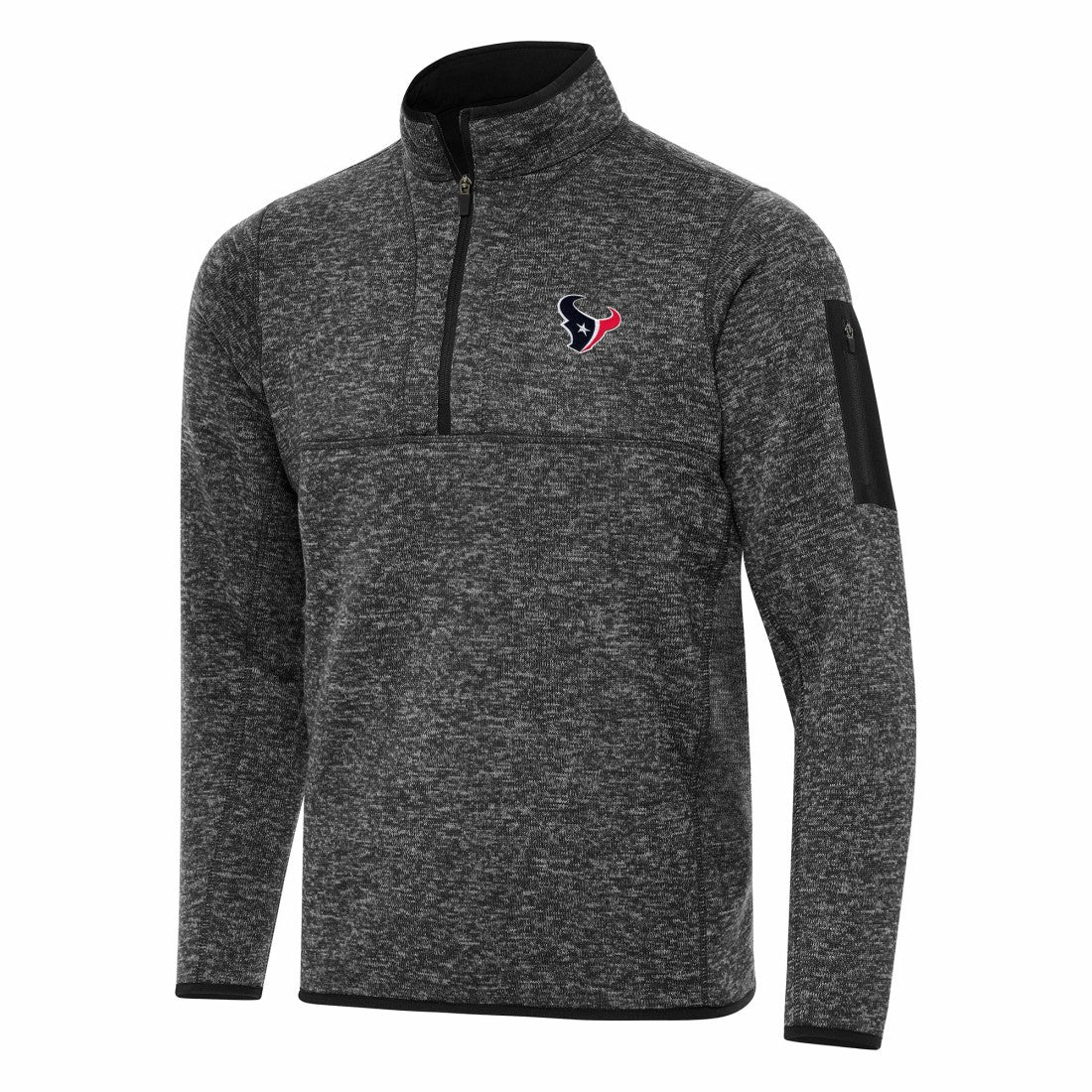 Houston Texans Antigua Fortune Quarter-Zip Pullover Jacket Heather Black | NFL
