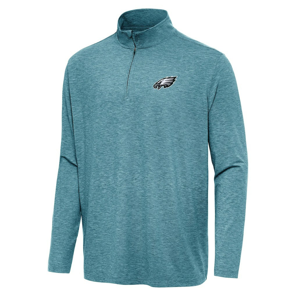 Philadelphia Eagles Antigua Hunk Quarter-Zip Jacket Heather Midnight Green | NFL
