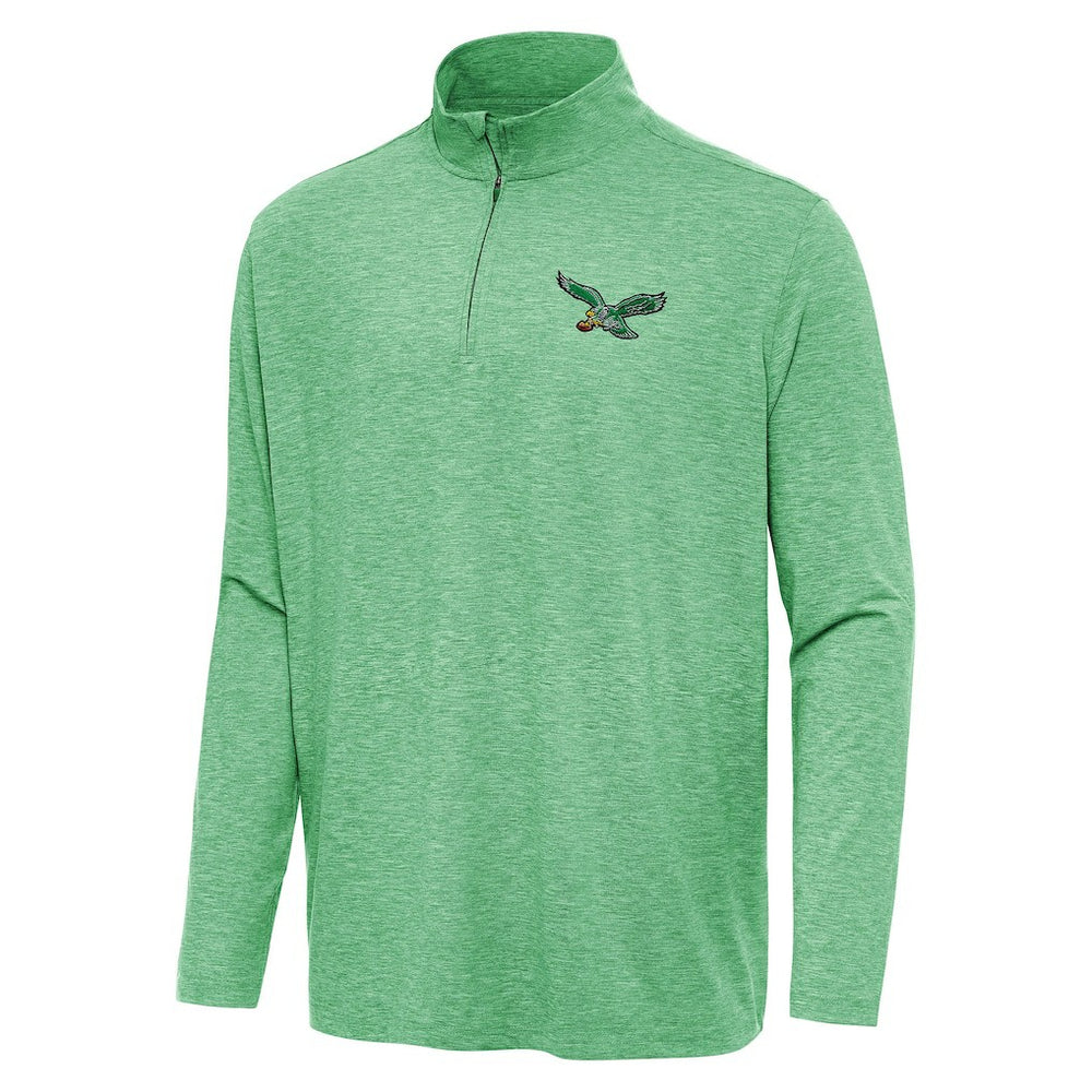 Philadelphia Eagles Antigua Hunk Quarter-Zip Jacket Heather Kelly Green | NFL