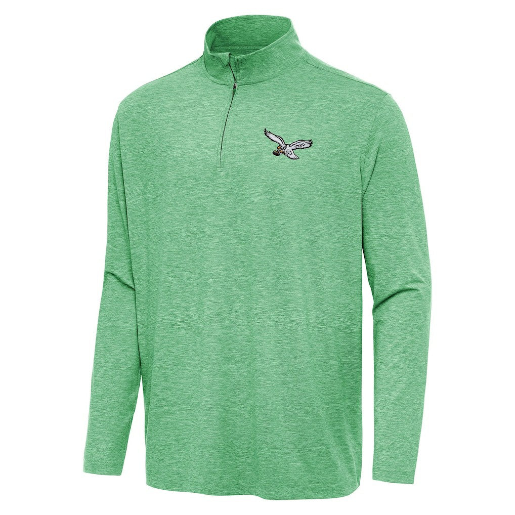 Philadelphia Eagles Antigua Hunk Quarter-Zip Jacket Heather Kelly Green | NFL