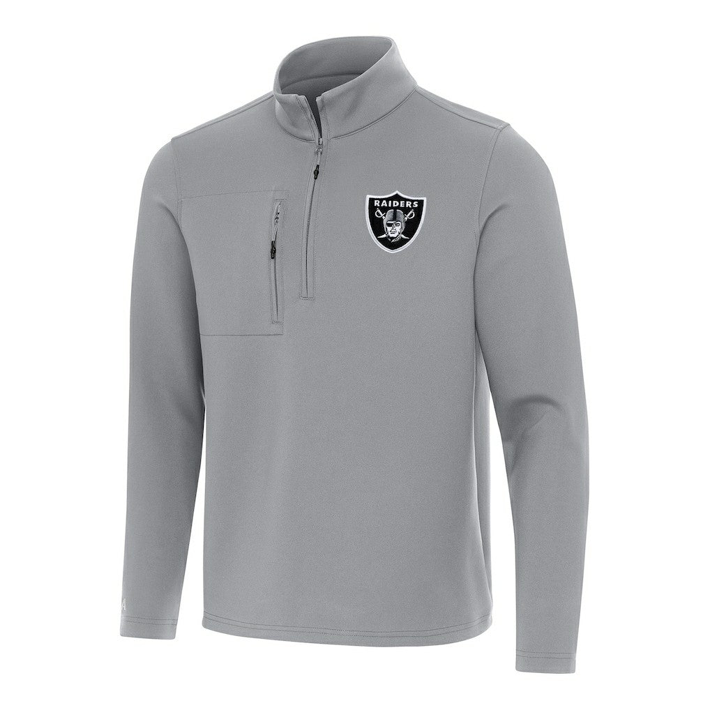 Las Vegas Raiders Antigua Insider Quarter-Zip Pullover Top Gray | NFL