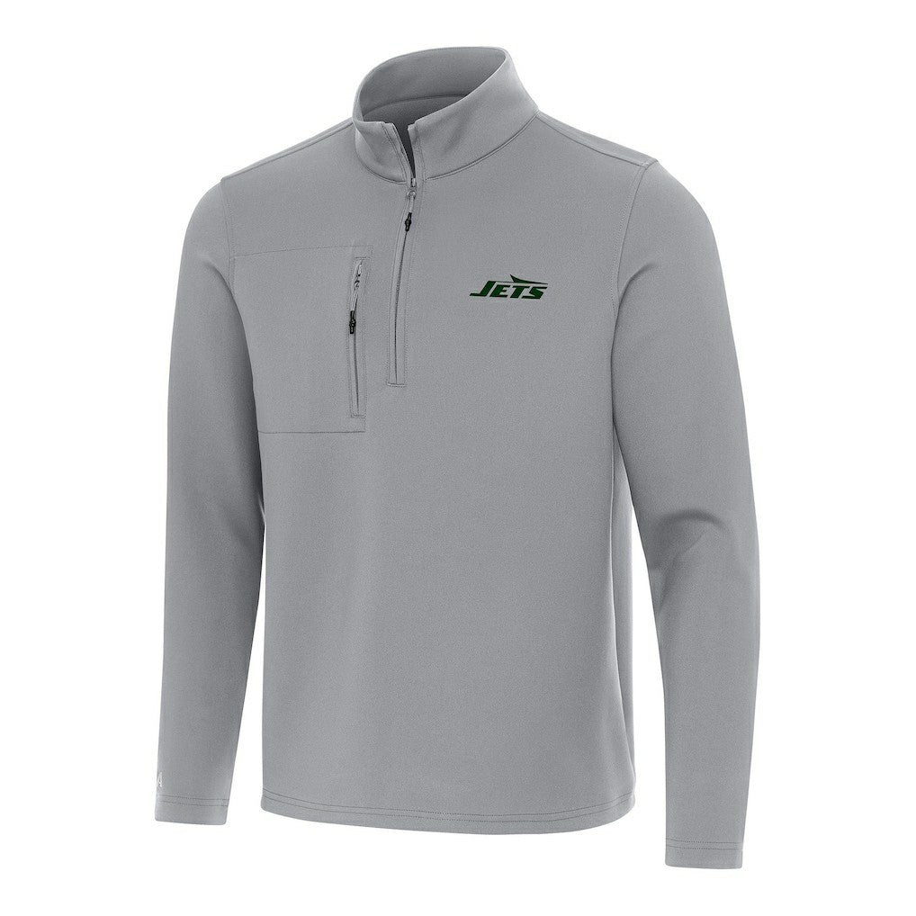 New York Jets Antigua Insider Quarter-Zip Pullover Top Gray | NFL
