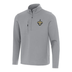 New Orleans Saints Antigua Insider Quarter-Zip Pullover Top Gray | NFL