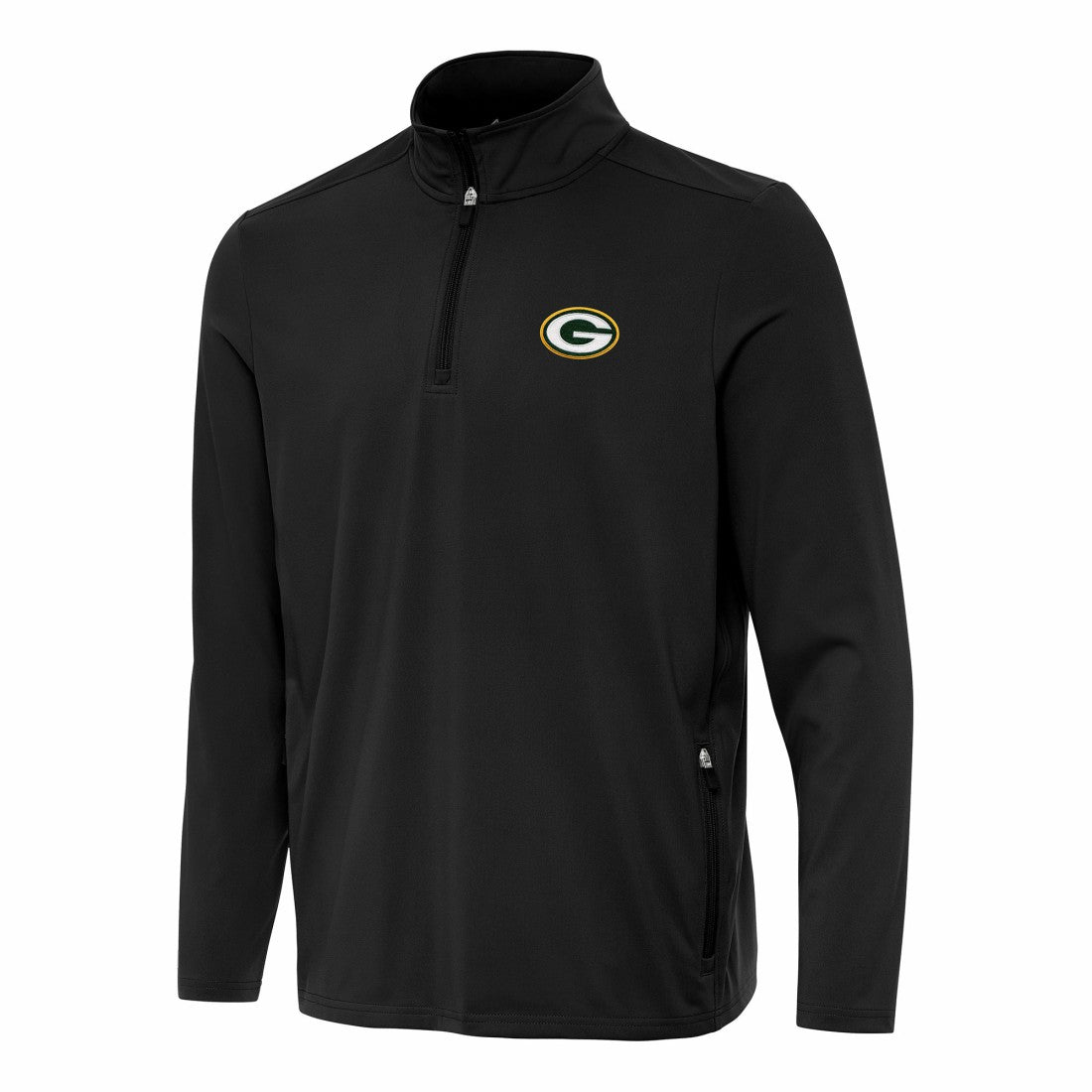 Green Bay Packers Antigua Perilous Quarter-Zip Pullover Top Black | NFL