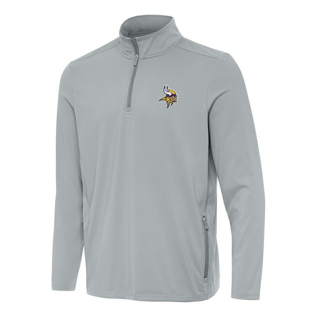 Minnesota Vikings Antigua Perilous Quarter-Zip Pullover Top Gray | NFL