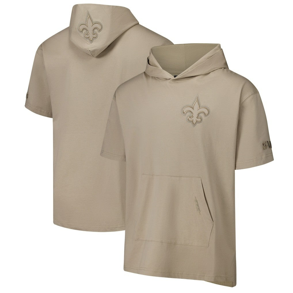 New Orleans Saints Pro Standard Neutrals Capsule Short Sleeve Pullover Hoodie Tan | NFL
