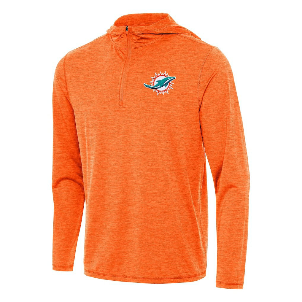 Miami Dolphins Antigua Tidy Quarter-Zip Pullover Hoodie Heather Orange | NFL