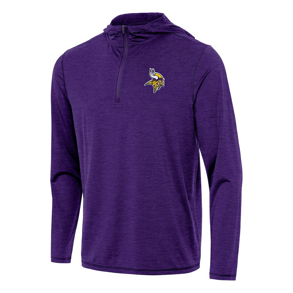 Minnesota Vikings Antigua Tidy Quarter-Zip Pullover Hoodie Heather Purple | NFL