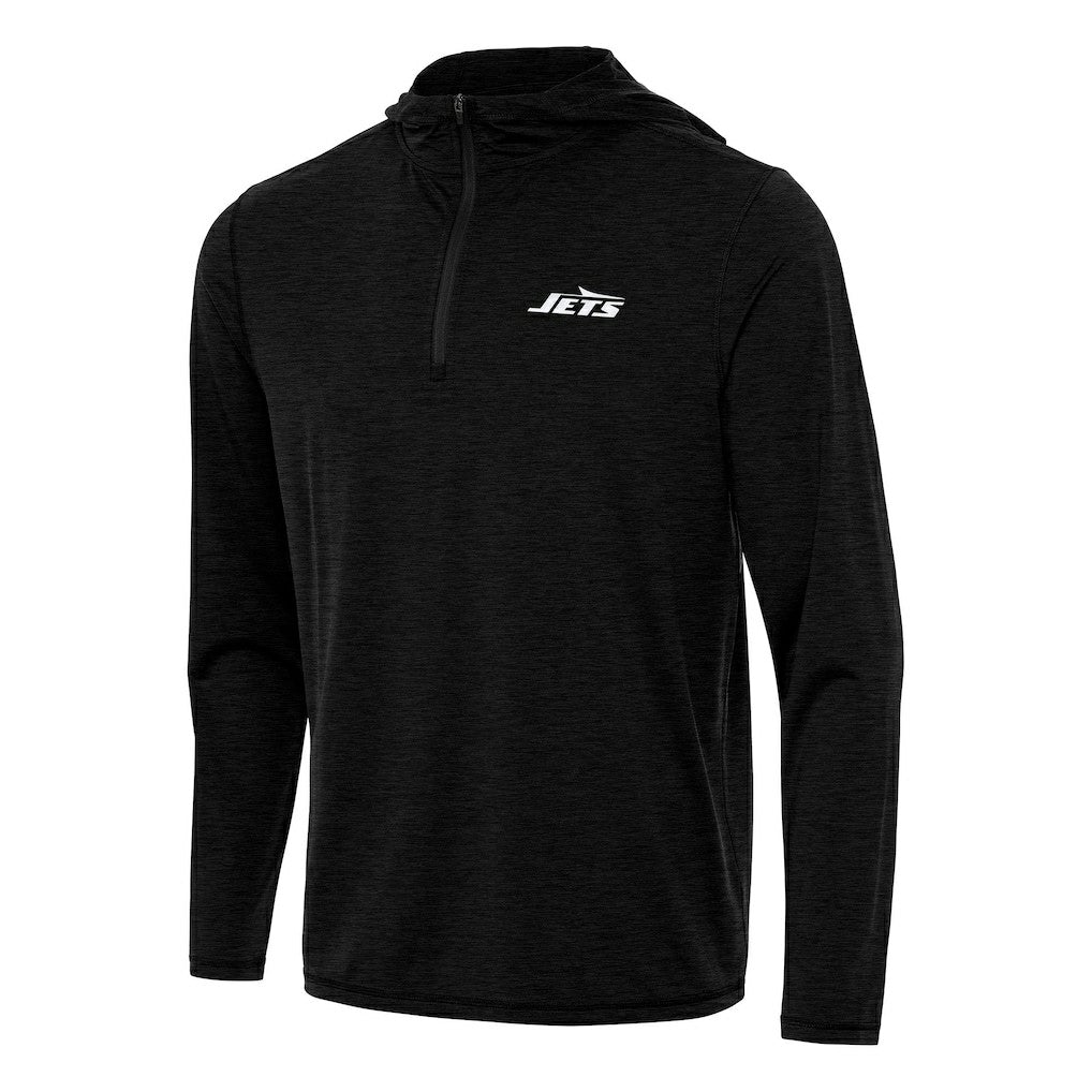 New York Jets Antigua Tidy Quarter-Zip Pullover Hoodie Heather Black | NFL