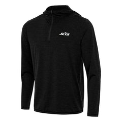 New York Jets Antigua Tidy Quarter-Zip Pullover Hoodie Heather Black | NFL