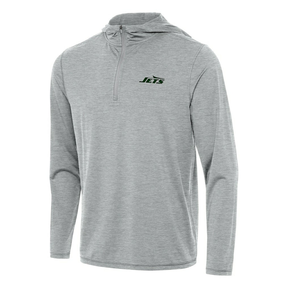 New York Jets Antigua Tidy Quarter-Zip Pullover Hoodie Heather Gray | NFL