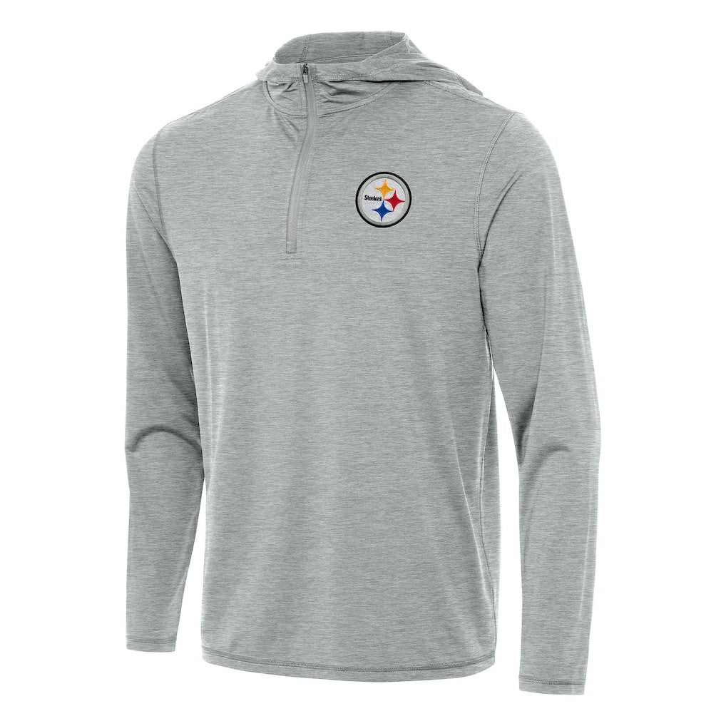 Pittsburgh Steelers Antigua Tidy Quarter-Zip Pullover Hoodie Heather Gray | NFL