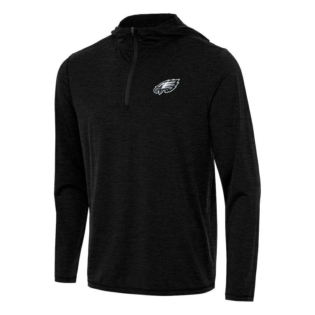 Philadelphia Eagles Antigua Tidy Quarter-Zip Pullover Hoodie Heather Black | NFL