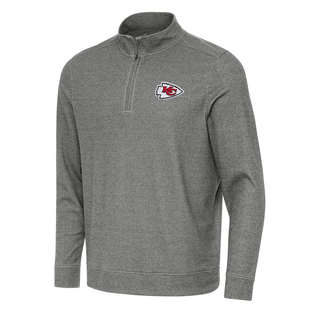 Kansas City Chiefs Antigua Subtle Quarter-Zip Top Heather Black | NFL