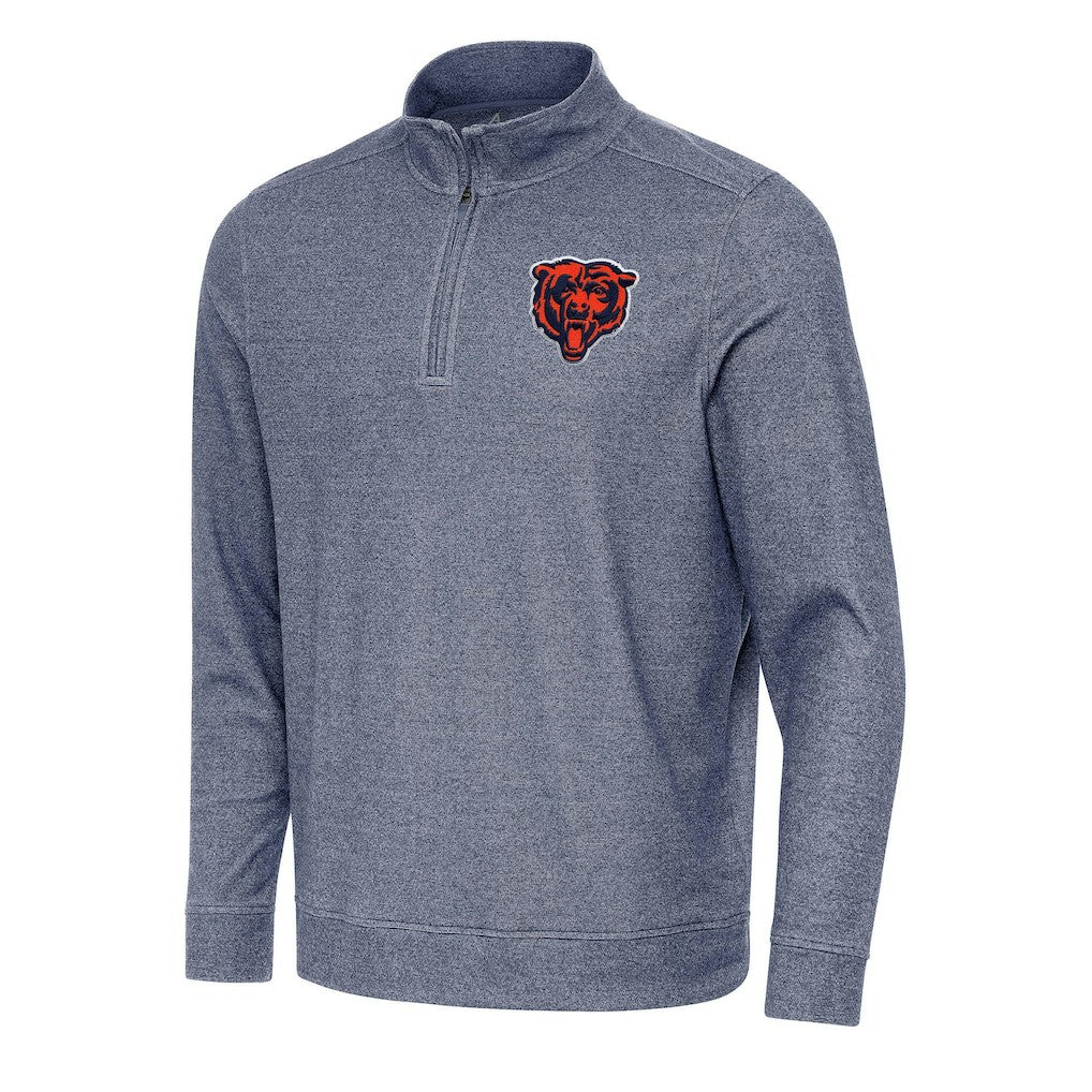 Chicago Bears Antigua Subtle Quarter-Zip Top Heather Navy | NFL