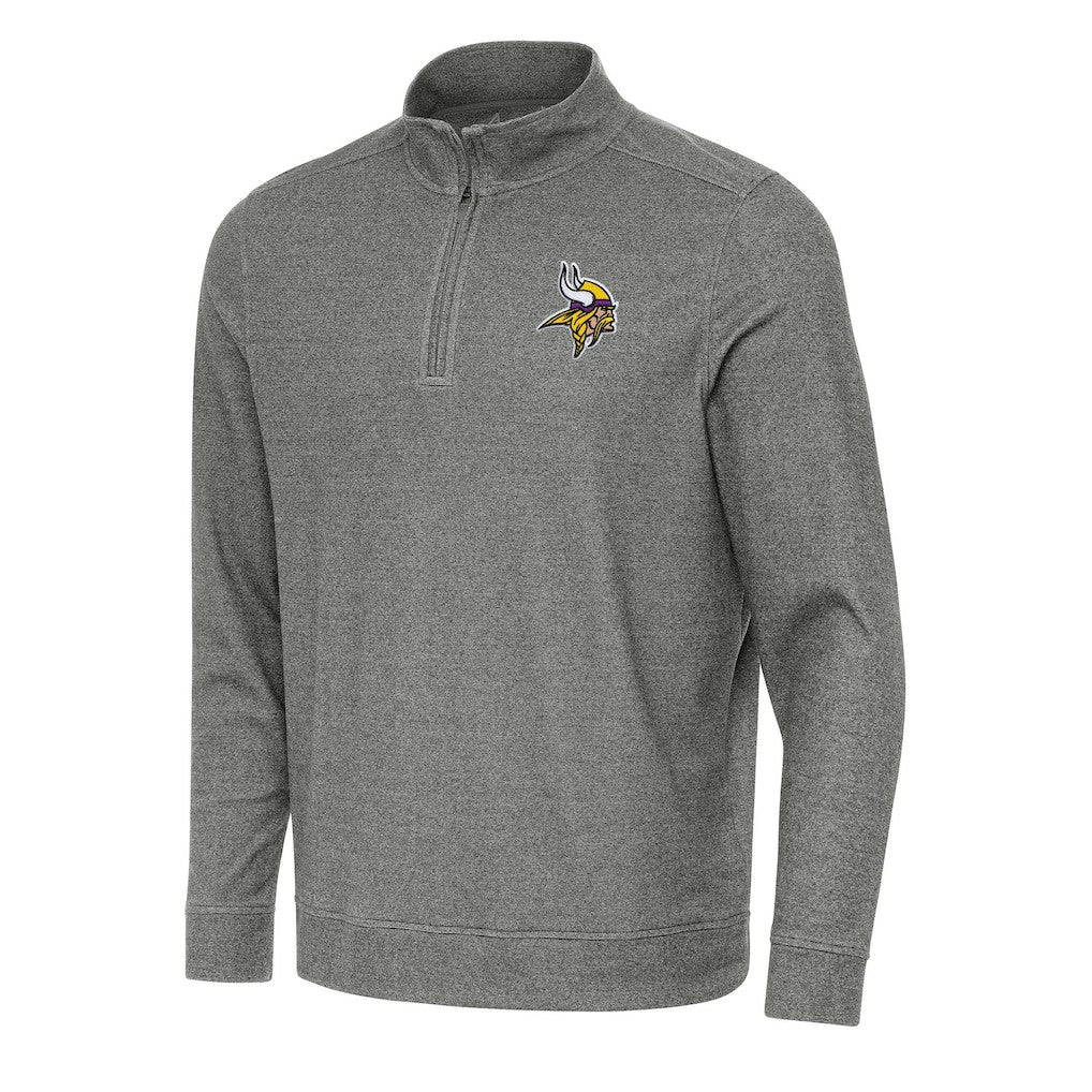 Minnesota Vikings Antigua Subtle Quarter-Zip Top Heather Black | NFL