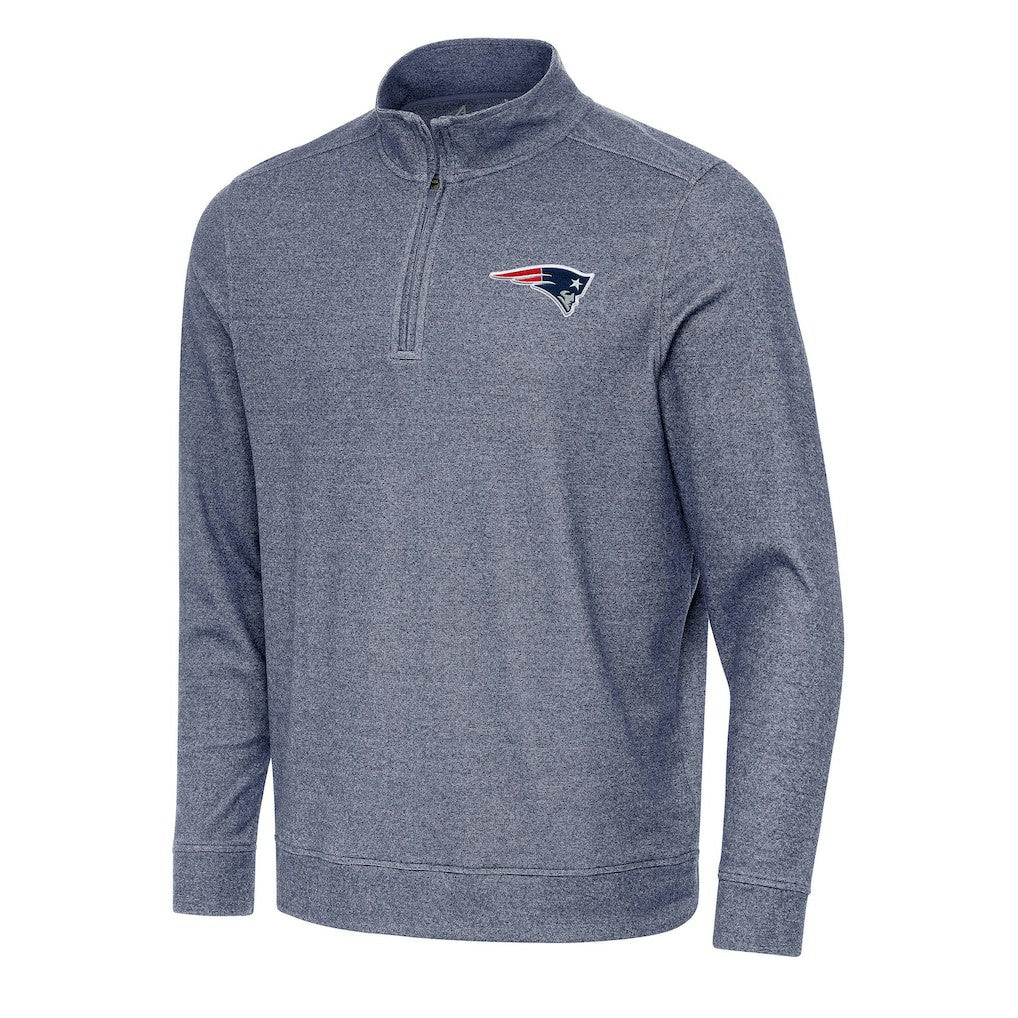 New England Patriots Antigua Subtle Quarter-Zip Top Heather Navy | NFL