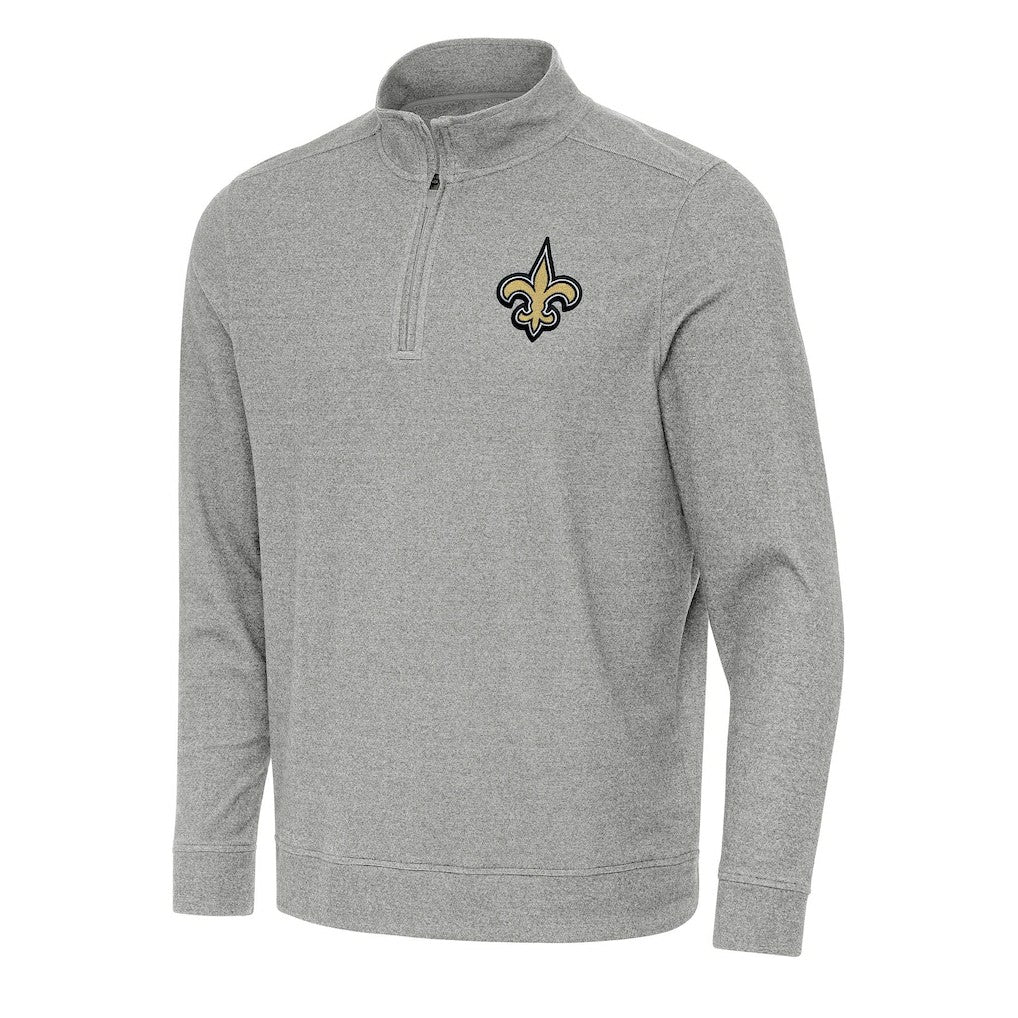 New Orleans Saints Antigua Subtle Quarter-Zip Top Heather Gray | NFL