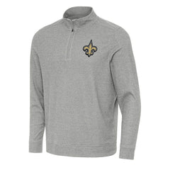New Orleans Saints Antigua Subtle Quarter-Zip Top Heather Gray | NFL